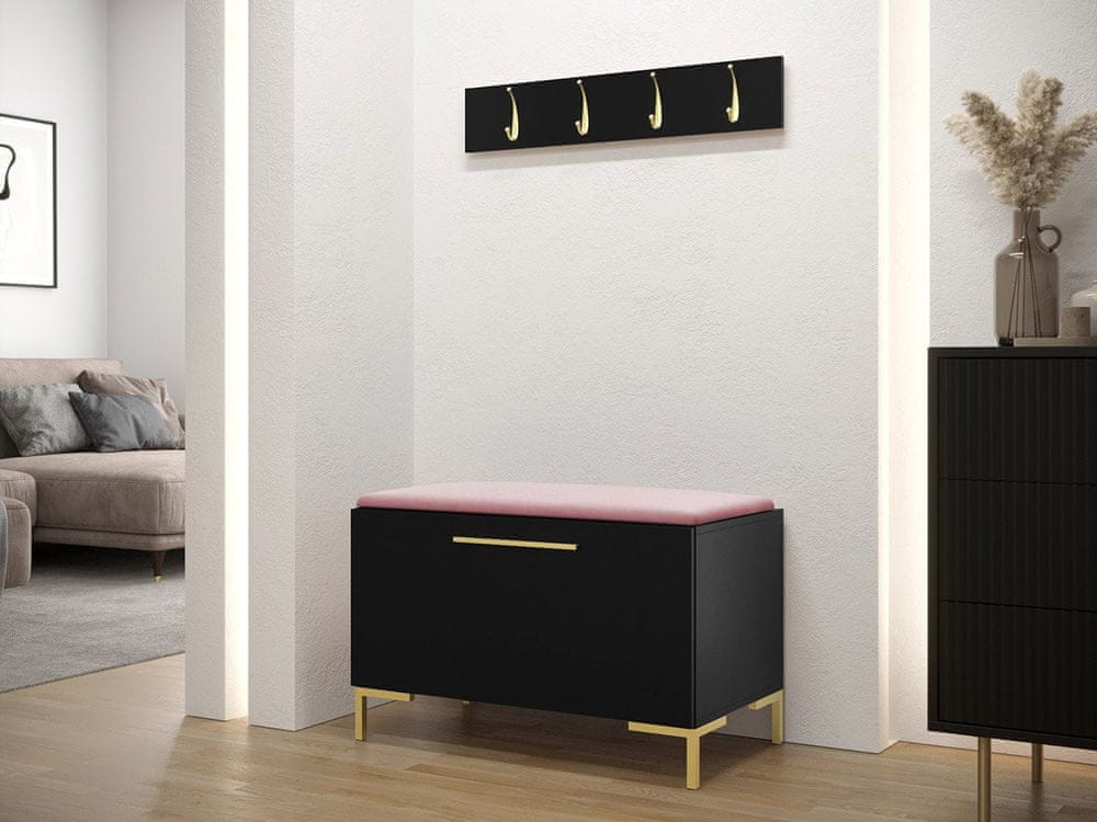Veneti Nábytok do predsiene s čalúnenými panelmi ANDORA 7 - čierny / ružový